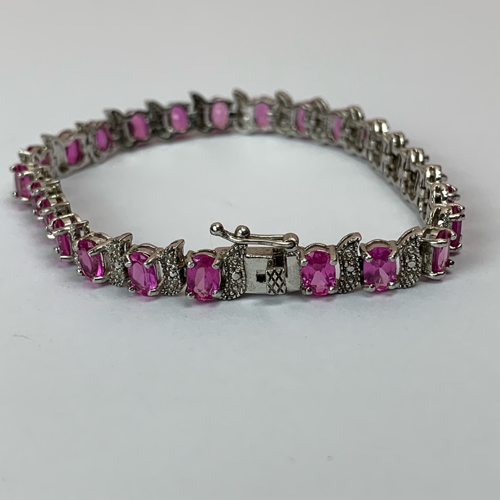 7.5” Pink Stone Tennis Bracelet - Picture 2 of 3